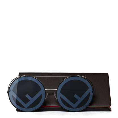 Fendi Metal F is Fendi Printed Run Away Round Frame Sunglasses FF 0285/S Black 7 of 7