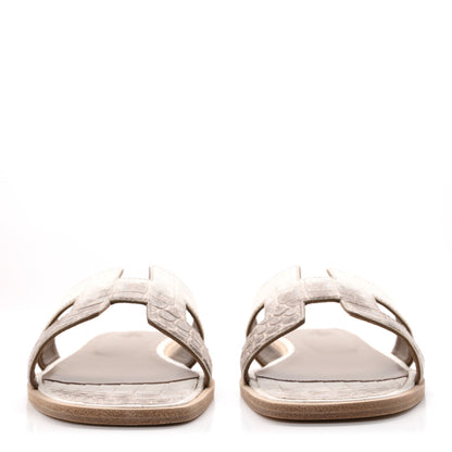 Hermes Matte Niloticus Crocodile Himalaya Oran Sandals 36 Blanc 40 4 of 11