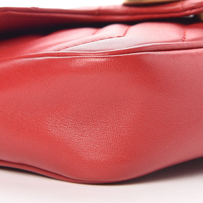 Gucci Calfskin Matelasse Super Mini GG Marmont Shoulder Bag Hibiscus Red 9 of 11