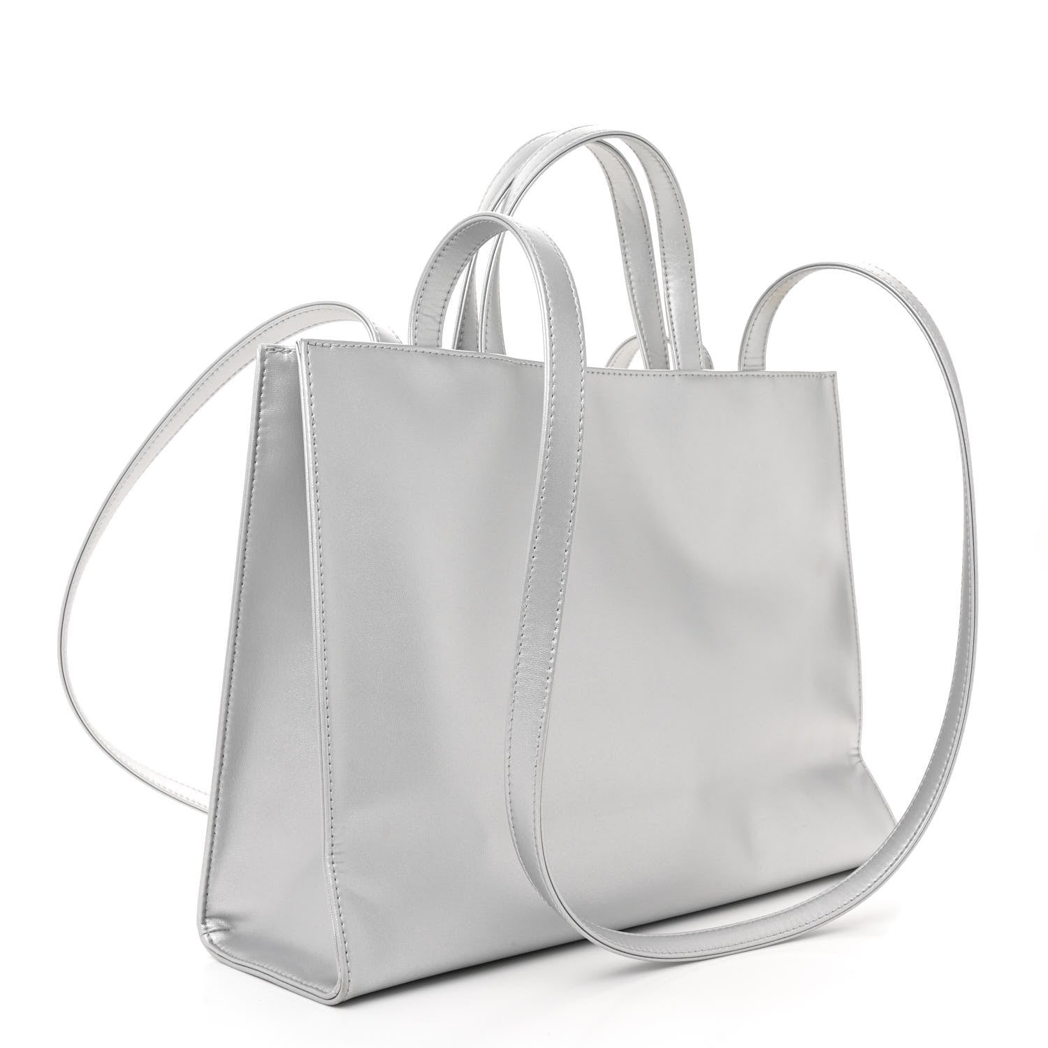 Telfar Metallic Vegan Leather Medium Shopping Bag Silver 3 of 11