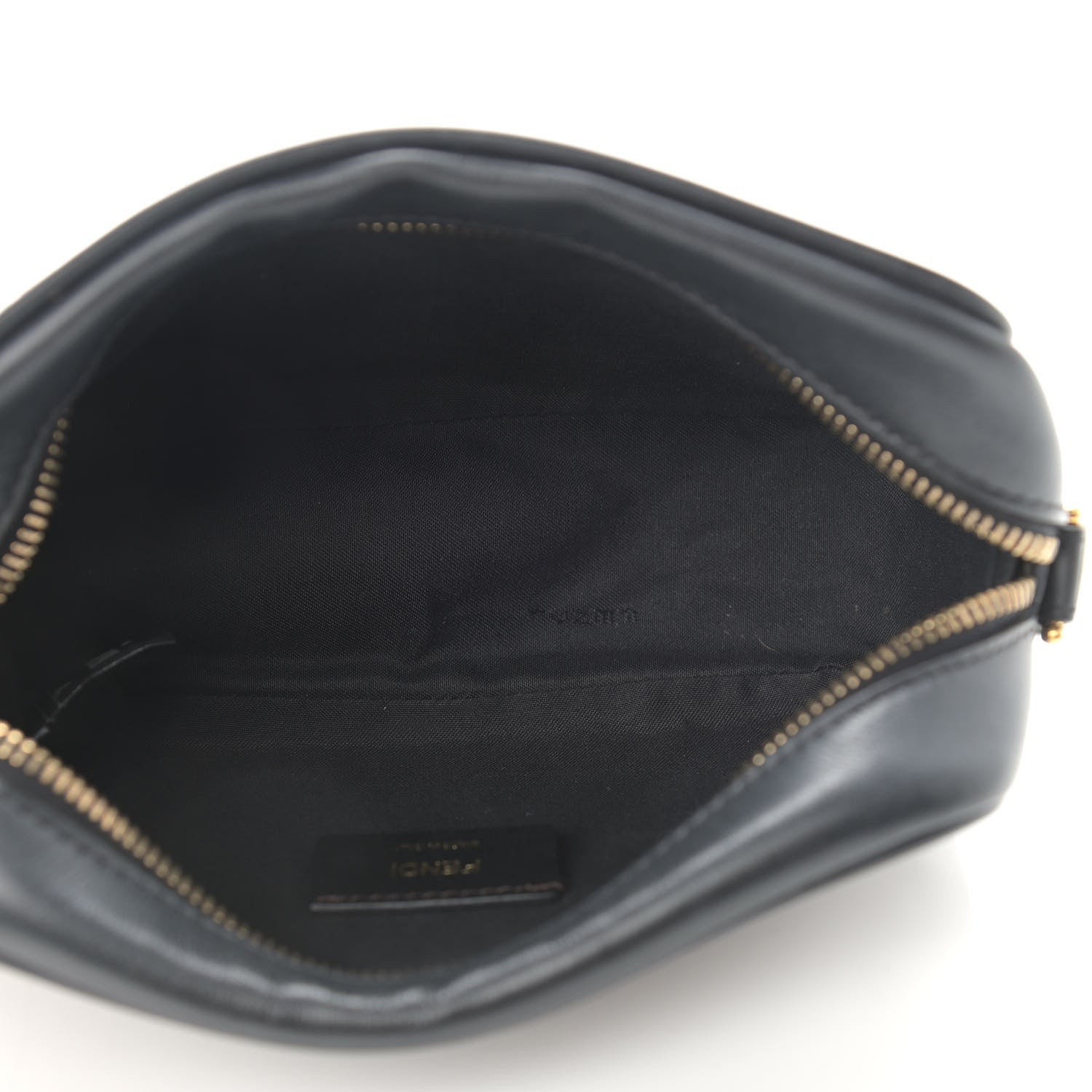 Fendi Glazed Fabric Vitello Century FF 1974 Stamp Patch Mini Camera Case Mogano Panna Black 5 of 11