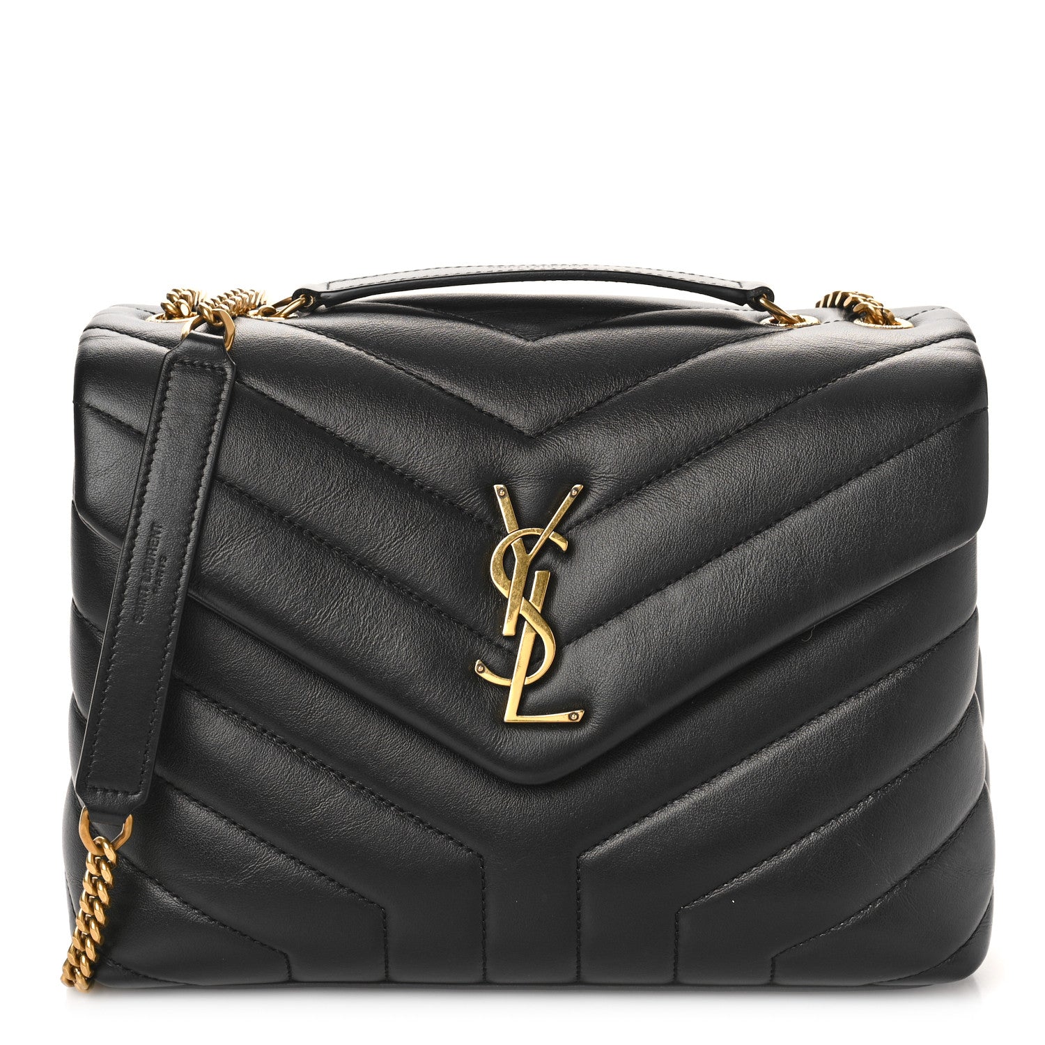 Saint Laurent Calfskin Y Quilted Monogram Small Loulou Chain Satchel Black 1 of 9