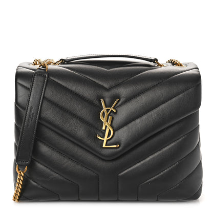Saint Laurent Calfskin Y Quilted Monogram Small Loulou Chain Satchel Black 1 of 9