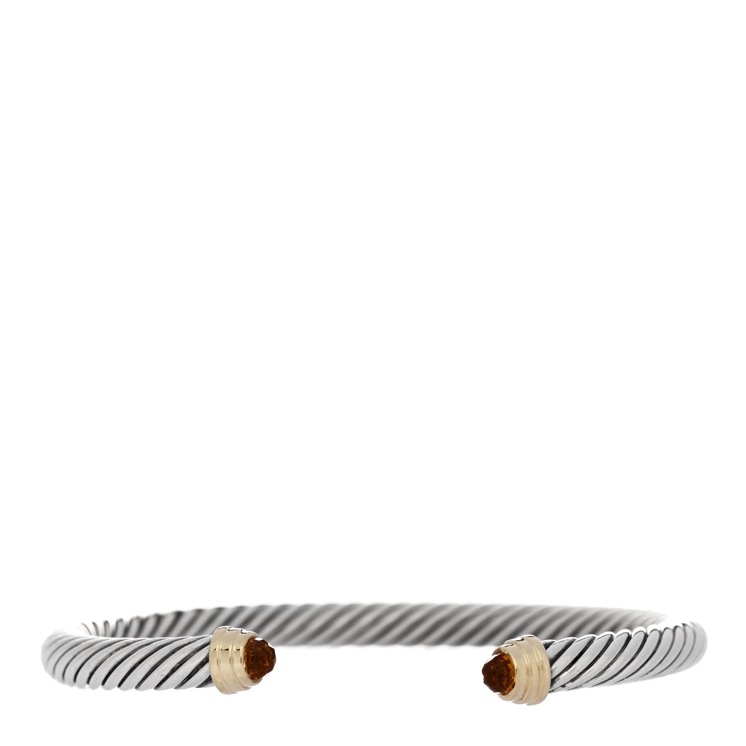 David Yurman Sterling Silver 14K Yellow Gold Citrine 5mm Cable Classics Petite Color Bracelet 1 of 3