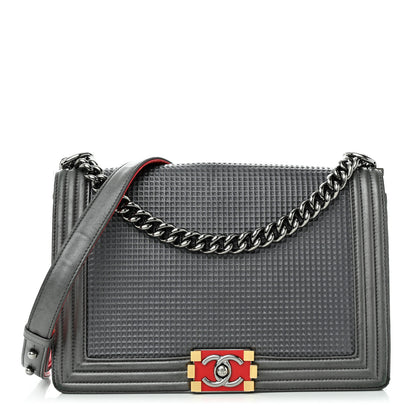 Chanel Metallic Lambskin Embossed Large Boy Cube Flap 1 of 18