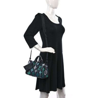 Louis Vuitton Monogram Eclipse LV Graffiti Keepall Bandouliere 25 Green Lights 2 of 11