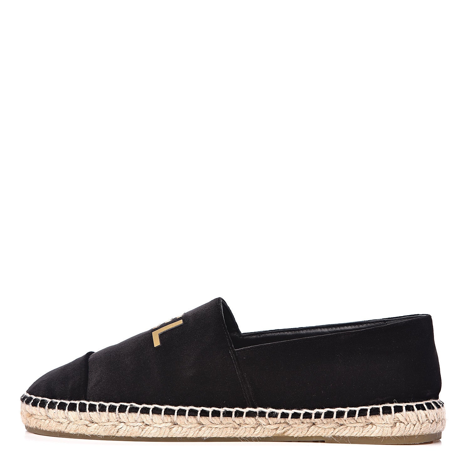 Chanel Velvet Logo Espadrilles 39 Black 1 of 10
