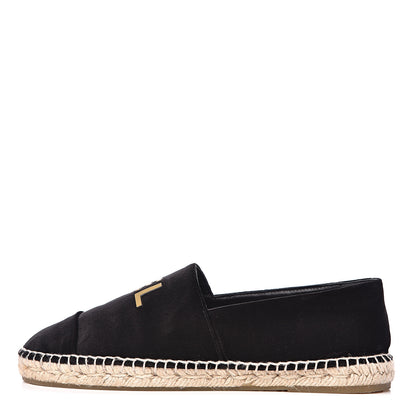 Chanel Velvet Logo Espadrilles 39 Black 1 of 10