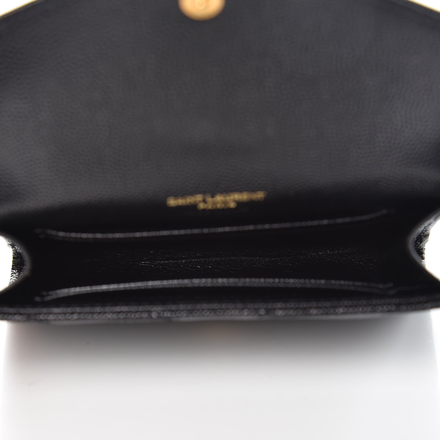 Saint Laurent Grain De Poudre Matelasse Chevron Small Monogram Envelope Wallet Black 5 of 7