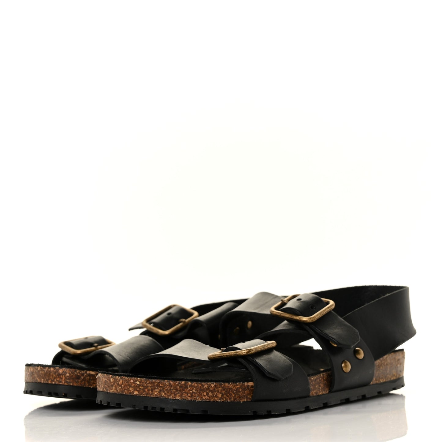 Calfskin Jam Slingback Flat Sandals 36.5 Black
