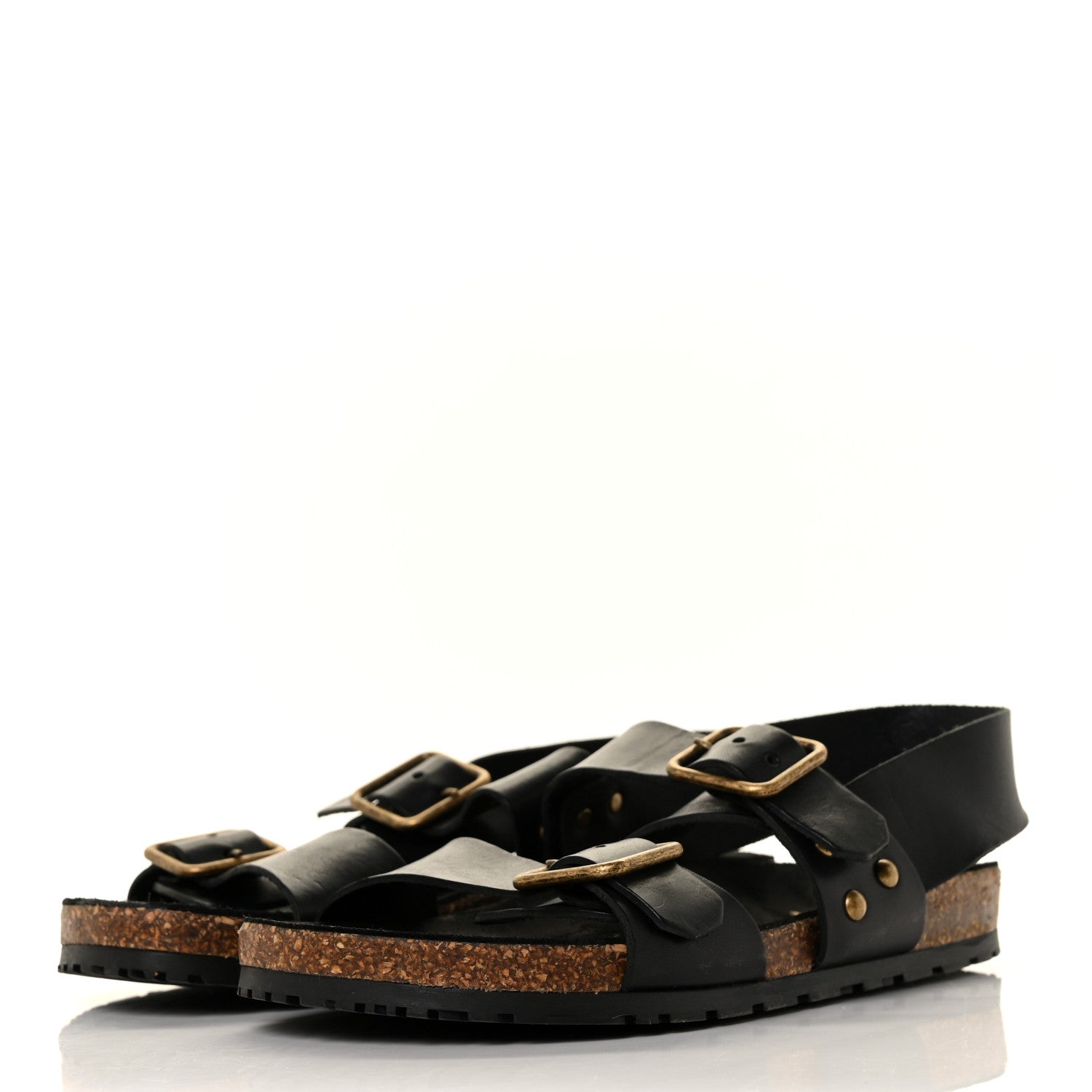 Saint Laurent Calfskin Jam Slingback Flat Sandals 36.5 Black 3 of 8