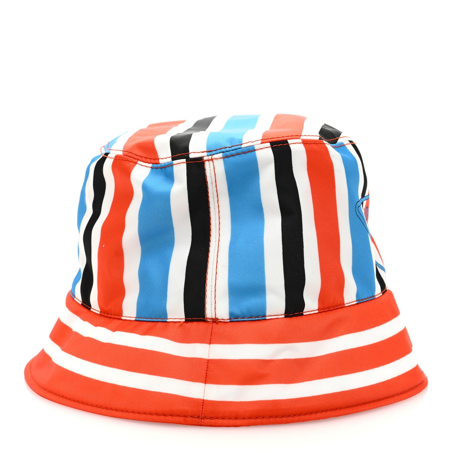 Re-Nylon Logo Striped Womens Bucket Hat L Arancio Mare