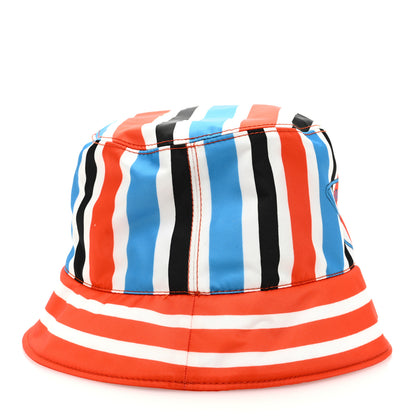 Prada Re-Nylon Logo Striped Womens Bucket Hat L Arancio Mare 6 of 8