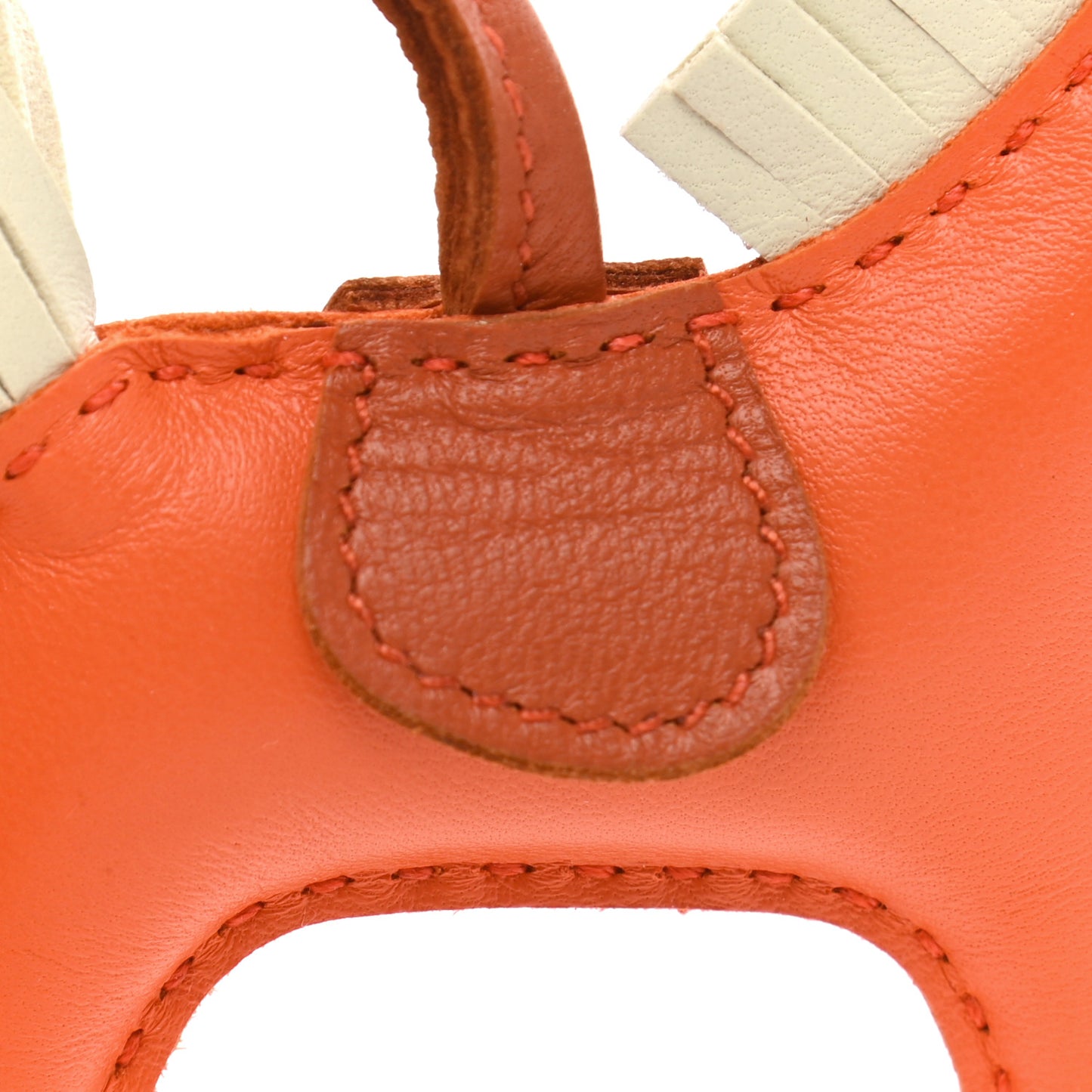 Milo Lambskin Grigri Rodeo Horse Bag Charm PM Orange Poppy Craie Terre Battue