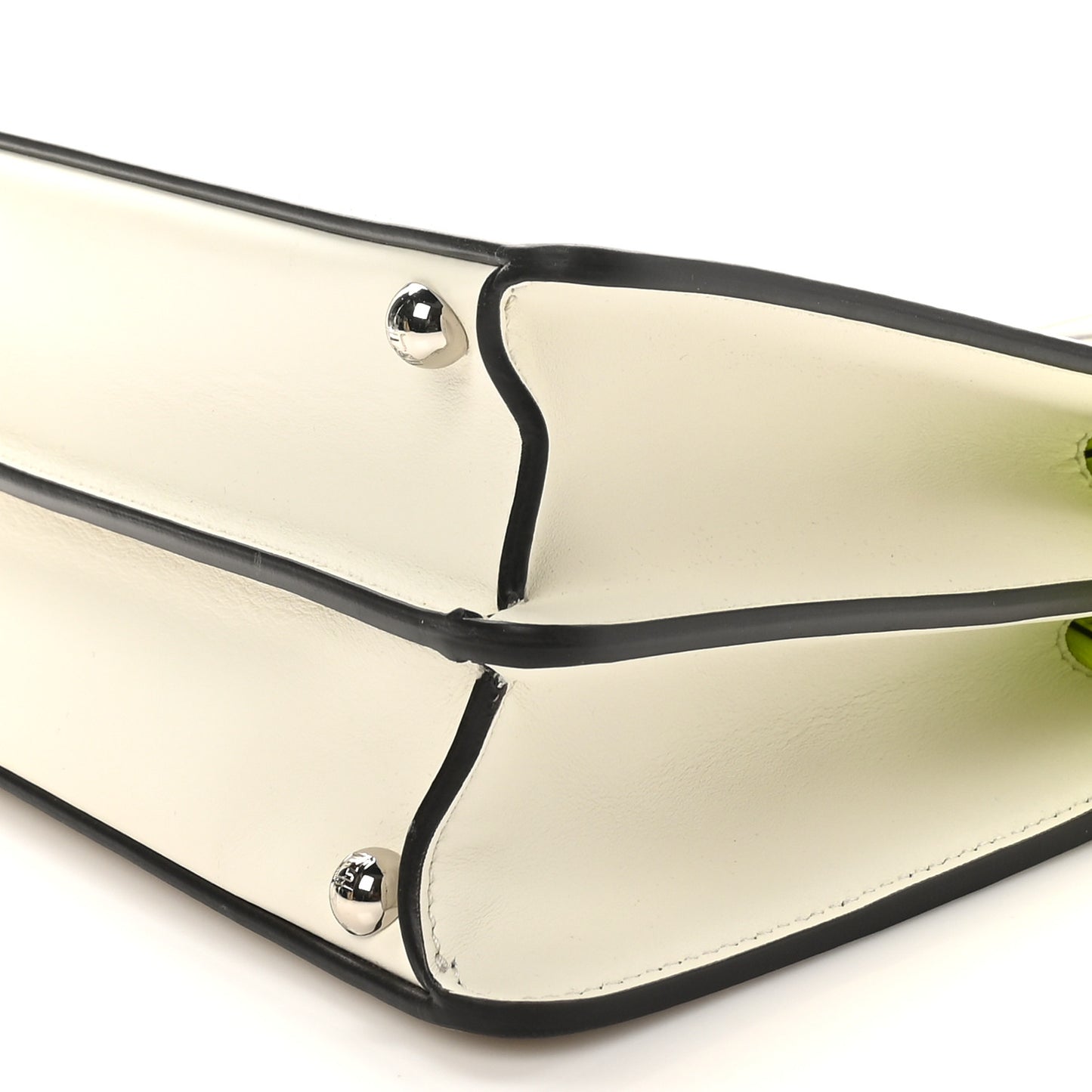 Vitello Seta Nappa Bi-Color Small Peekaboo I SEE U Satchel White Ice Yellow Fluo