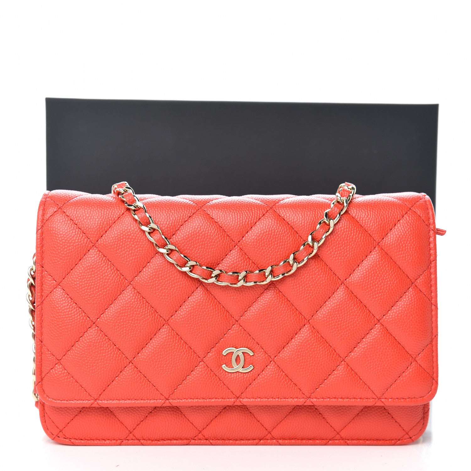 Chanel Caviar Quilted Wallet on Chain WOC Red 13 of 13