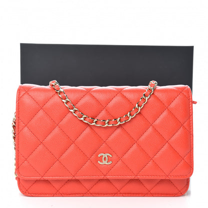 Chanel Caviar Quilted Wallet on Chain WOC Red 13 of 13