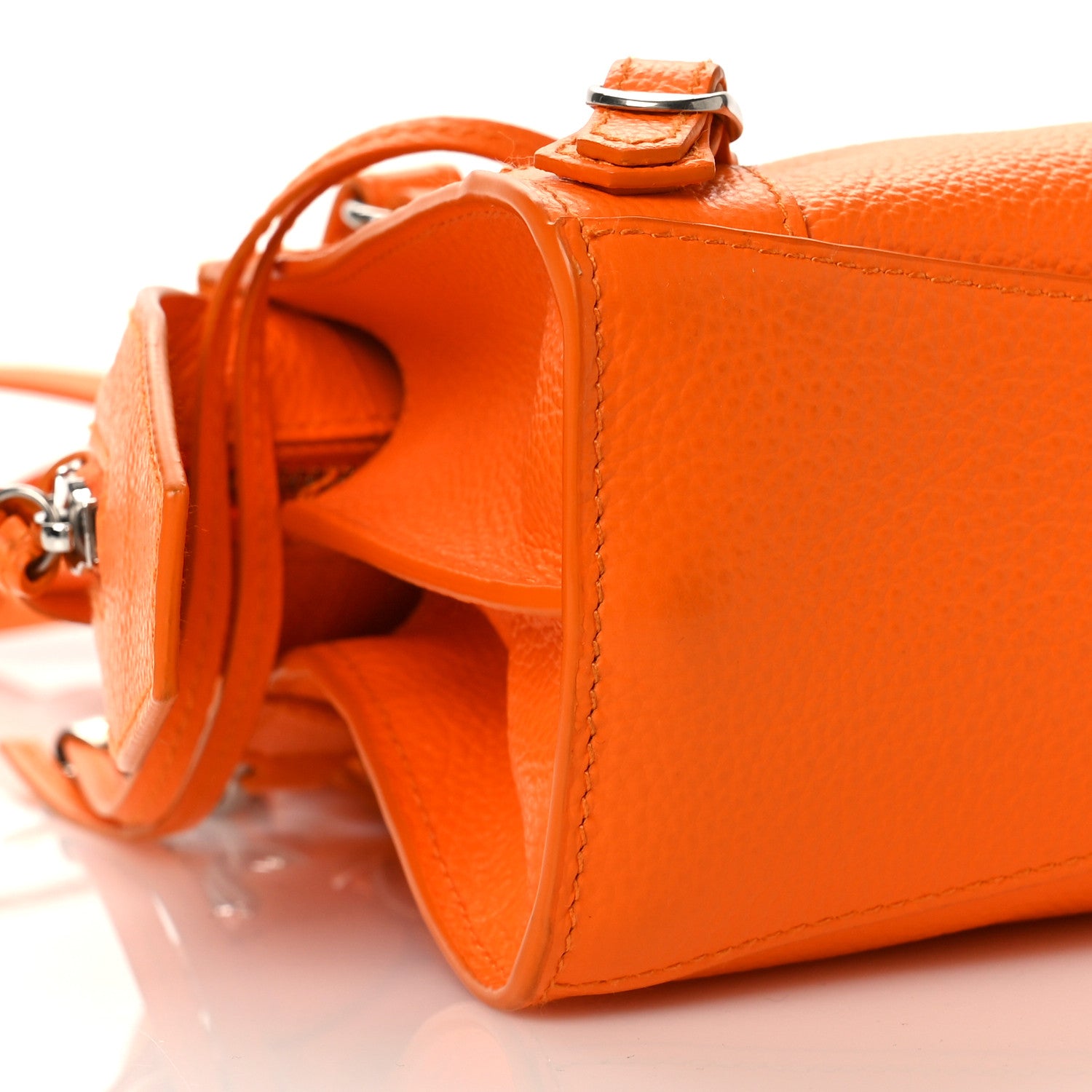 Balenciaga Grained Calfskin Neo Classic Silver Hardware Mini City Pop Orange 7 of 8