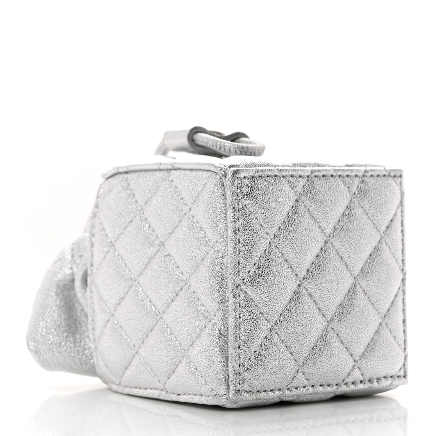 Chanel Metallic Caviar Quilted Mini Drawstring Bucket Bag Silver 3 of 8