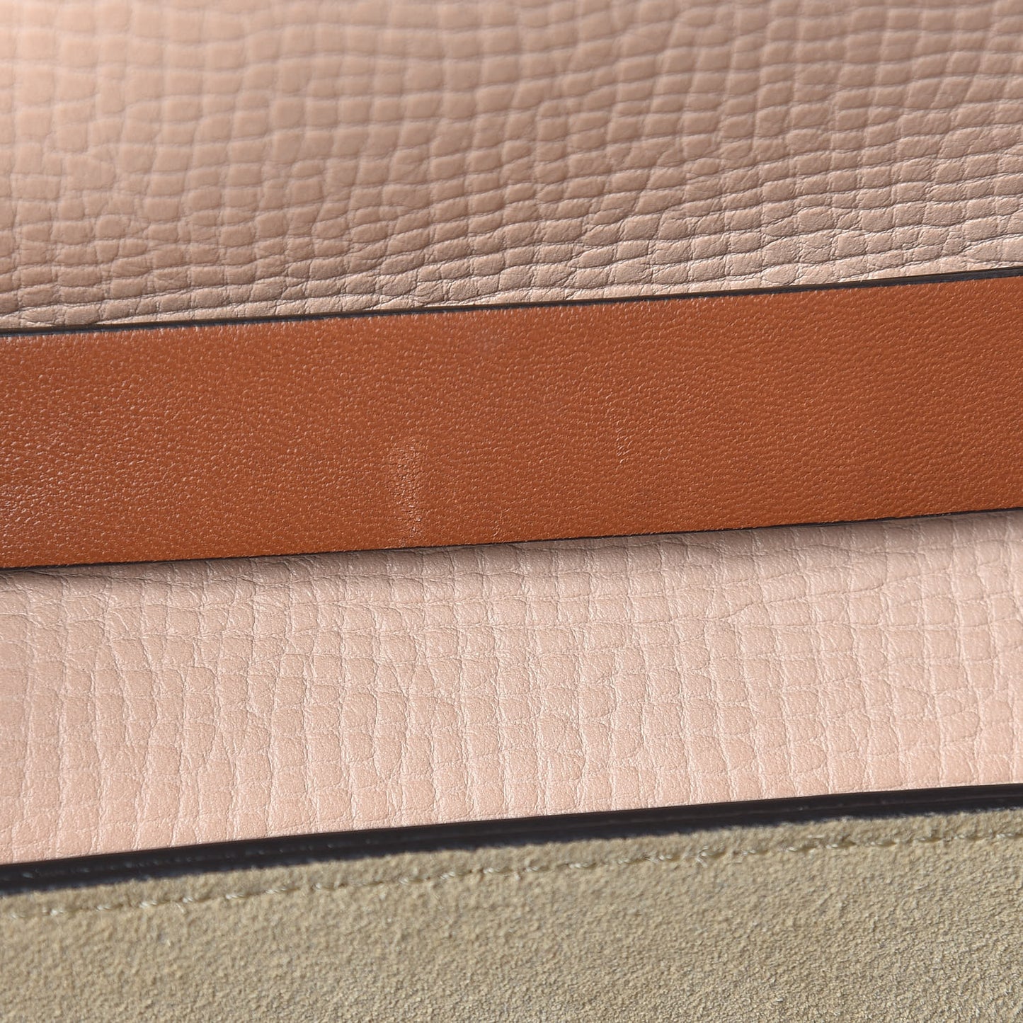 Grained Calfskin Lambskin Bi-Color Drew Shoulder Bag Powder Beige Mustard