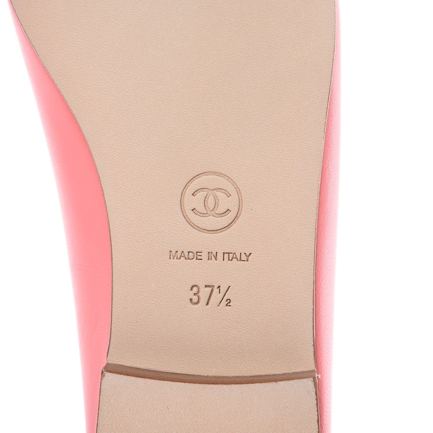 Chanel Goatskin Cap Toe CC Ballerina Flats 37.5 Pink 8 of 9