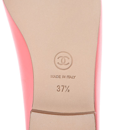 Chanel Goatskin Cap Toe CC Ballerina Flats 37.5 Pink 8 of 9