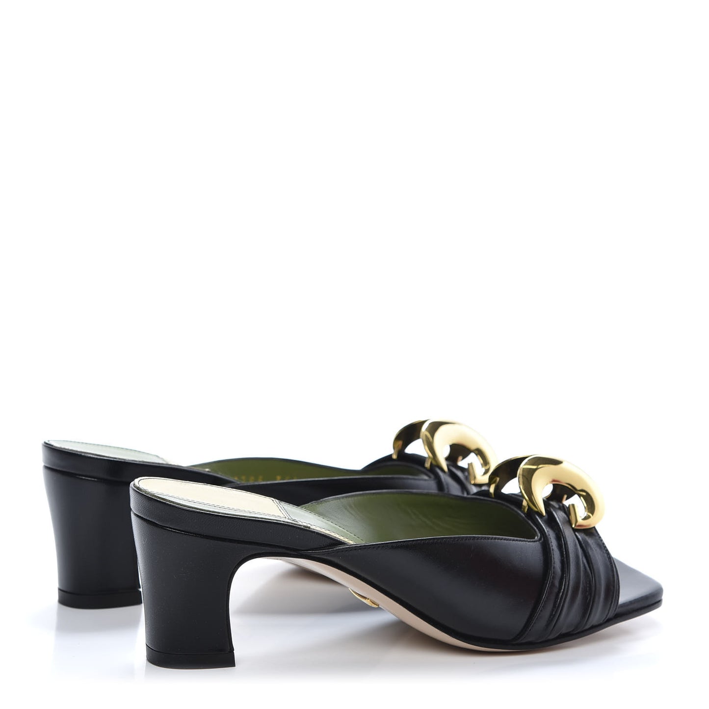 Malaga Kid Half Moon GG Square Toe Slide Sandals 35.5 Black