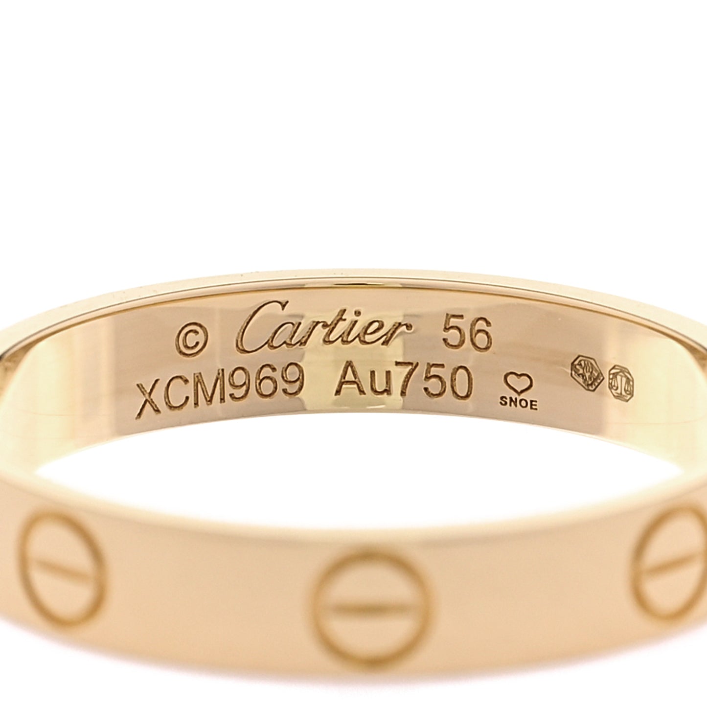 18K Yellow Gold 3.5mm LOVE Wedding Band Ring 56 7.75