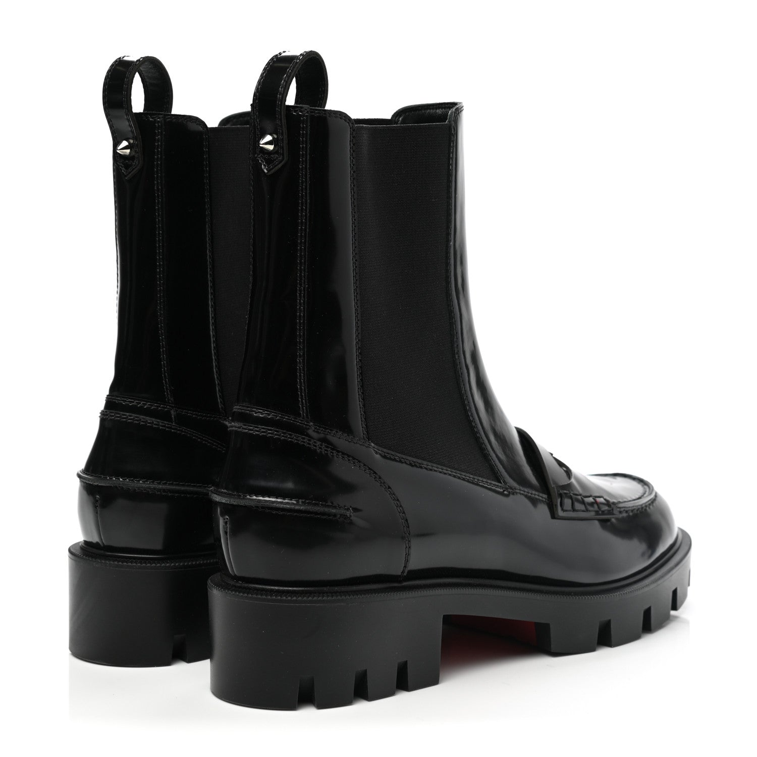 Christian Louboutin Patent Montezu Lug Chelsea Boots 38.5 Black 4 of 9