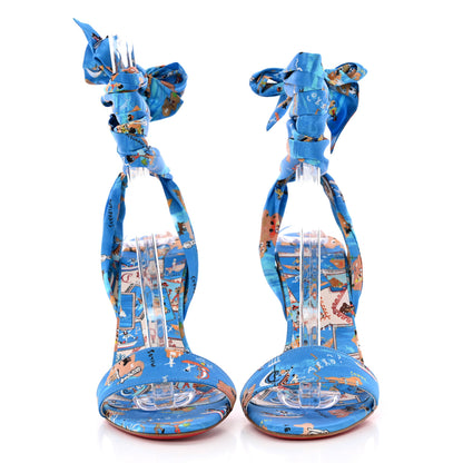Christian Louboutin Crepe Satin Greekaba Du Desert 100 Sandal 39 Blue Multicolor 2 of 8