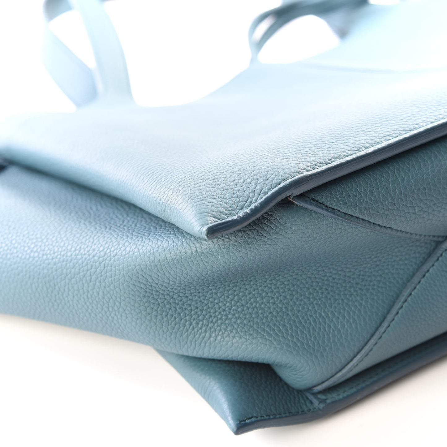 Baby Grained Calfskin Medium Tri-Fold Bag Ocean