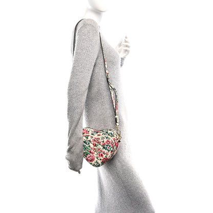 Gucci Calfskin Brit Roses Print Matelasse Diagonal Mini Interlocking G Heart Shoulder Bag Multicolor 2 of 11
