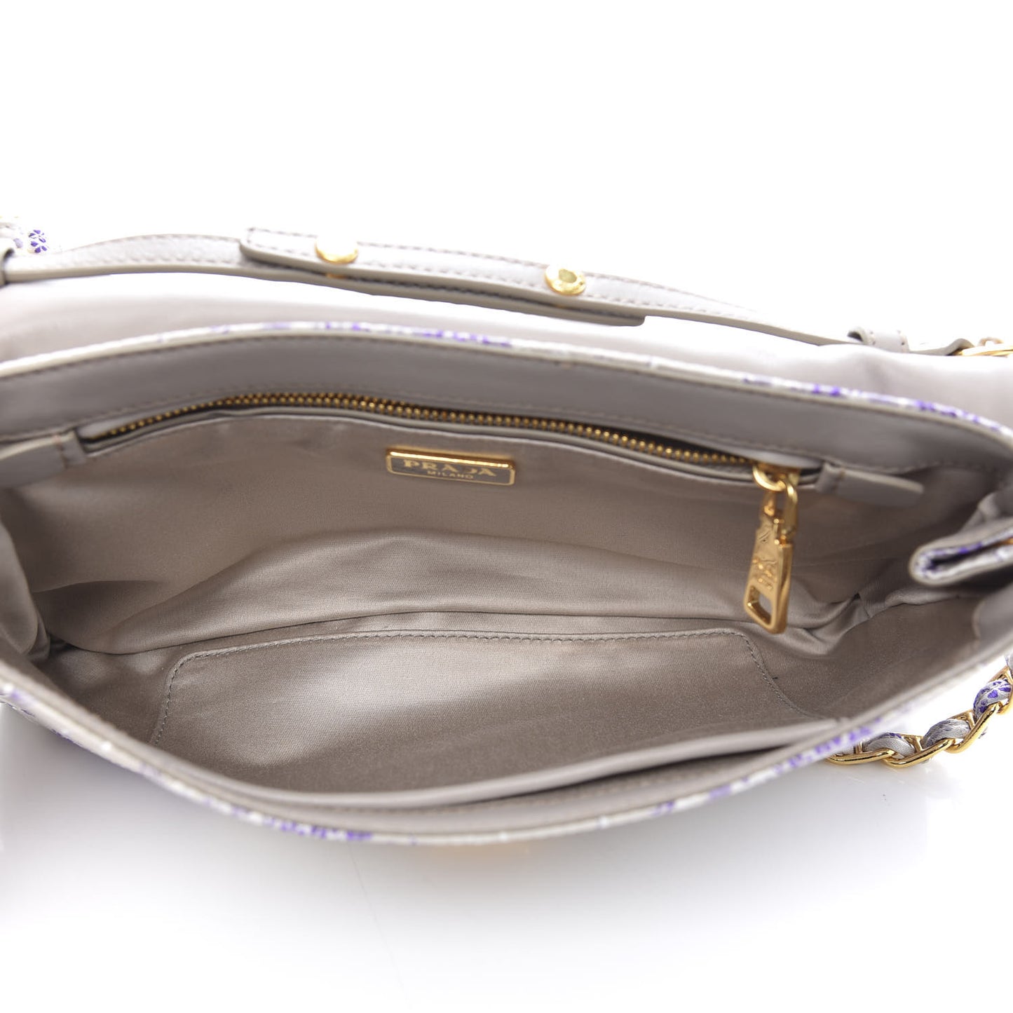 Tessuto Nylon Jacquard Floral Print Shoulder Bag Glicine
