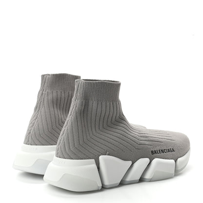 Balenciaga Ribbed Knit Womens Speed 2.0 Transparent Sole Sneakers 37 Baltic Grey White 4 of 8