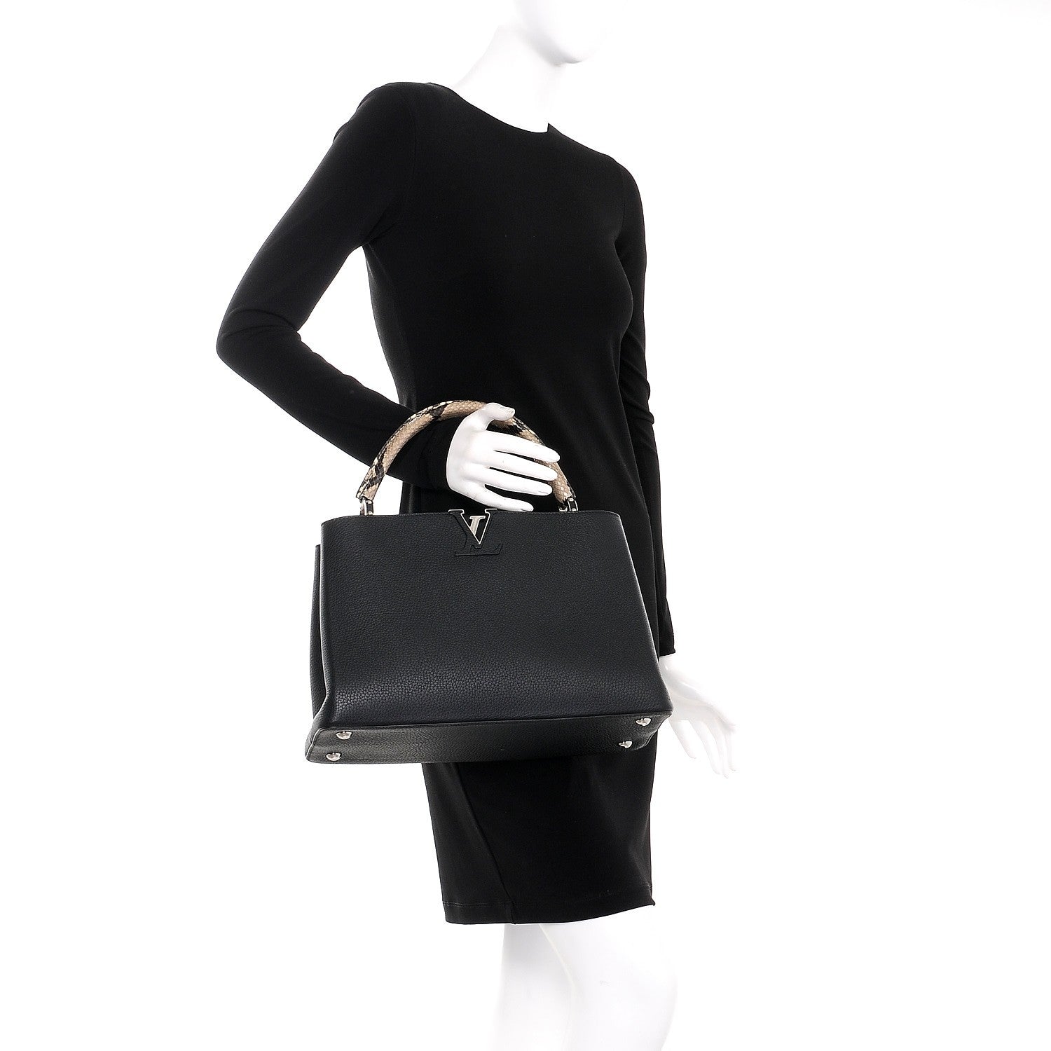 Louis Vuitton Taurillon Python Capucines MM Black 2 of 6