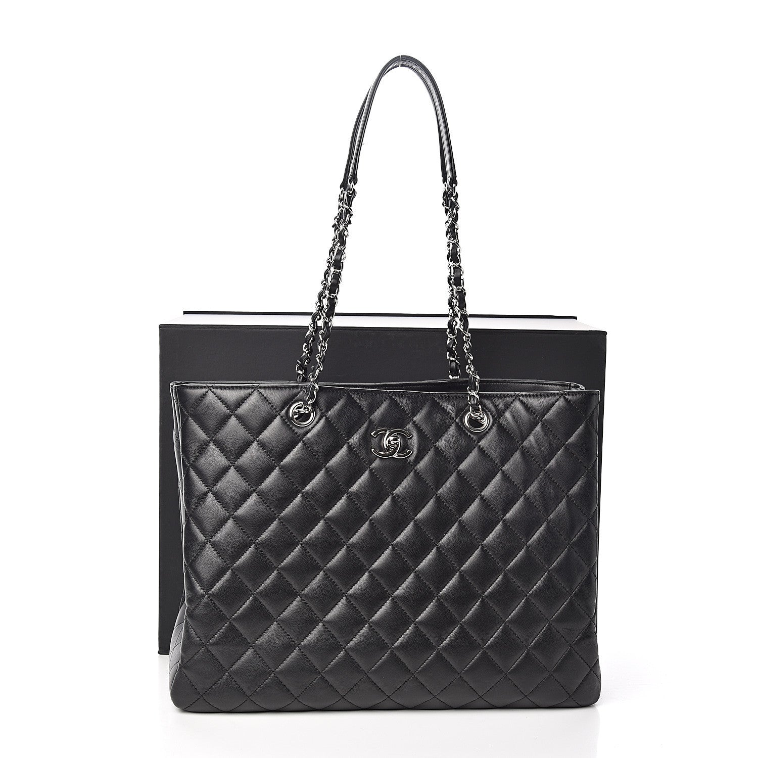 Chanel Calfskin Quilted Large Classic Shopping Tote Black 10 of 10