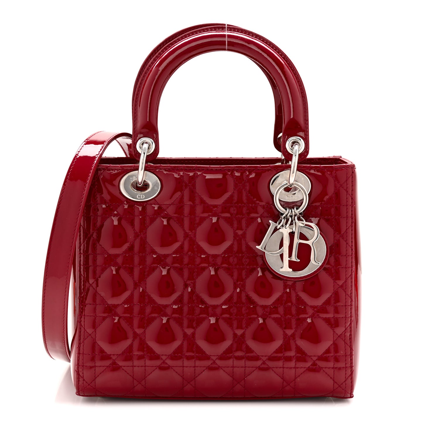 Patent Cannage Medium Lady Dior Red