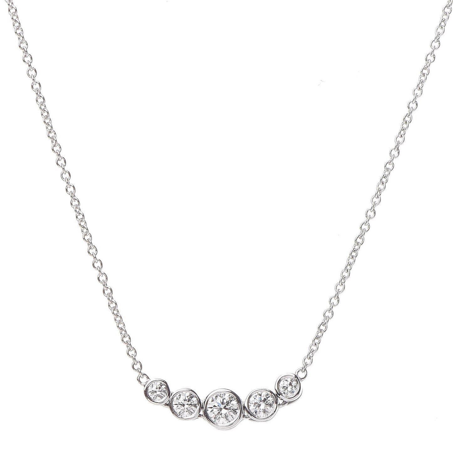 Platinum Diamond Jazz Graduated Pendant Necklace