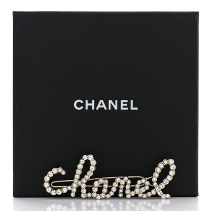 Chanel Metal Glass Swirling Pearls Hair Clip Gold 4 of 4