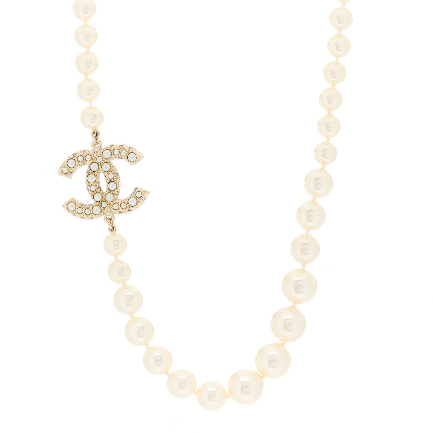 Pearl CC 100th Anniversary Necklace Light Gold