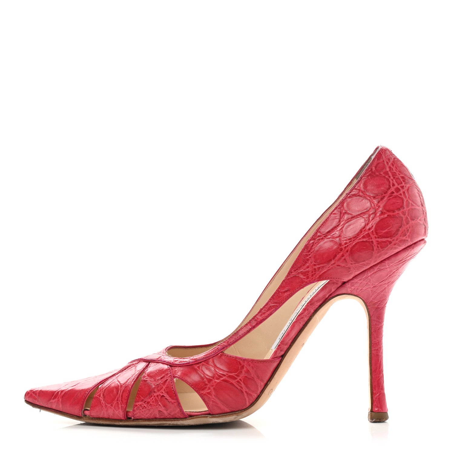 Jimmy Choo Crocodile Embossed Calfskin Lust 100 Pumps 40 Raspberry 1 of 11