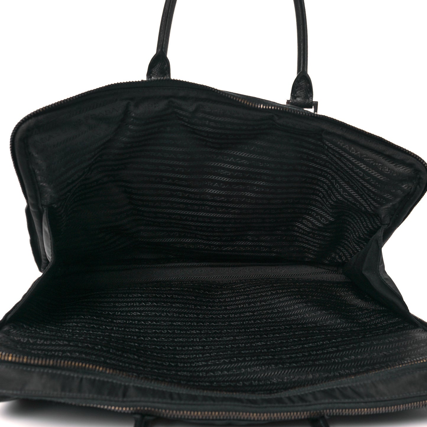 Tessuto Nylon Saffiano Metal Triangle Logo Work Bag Black