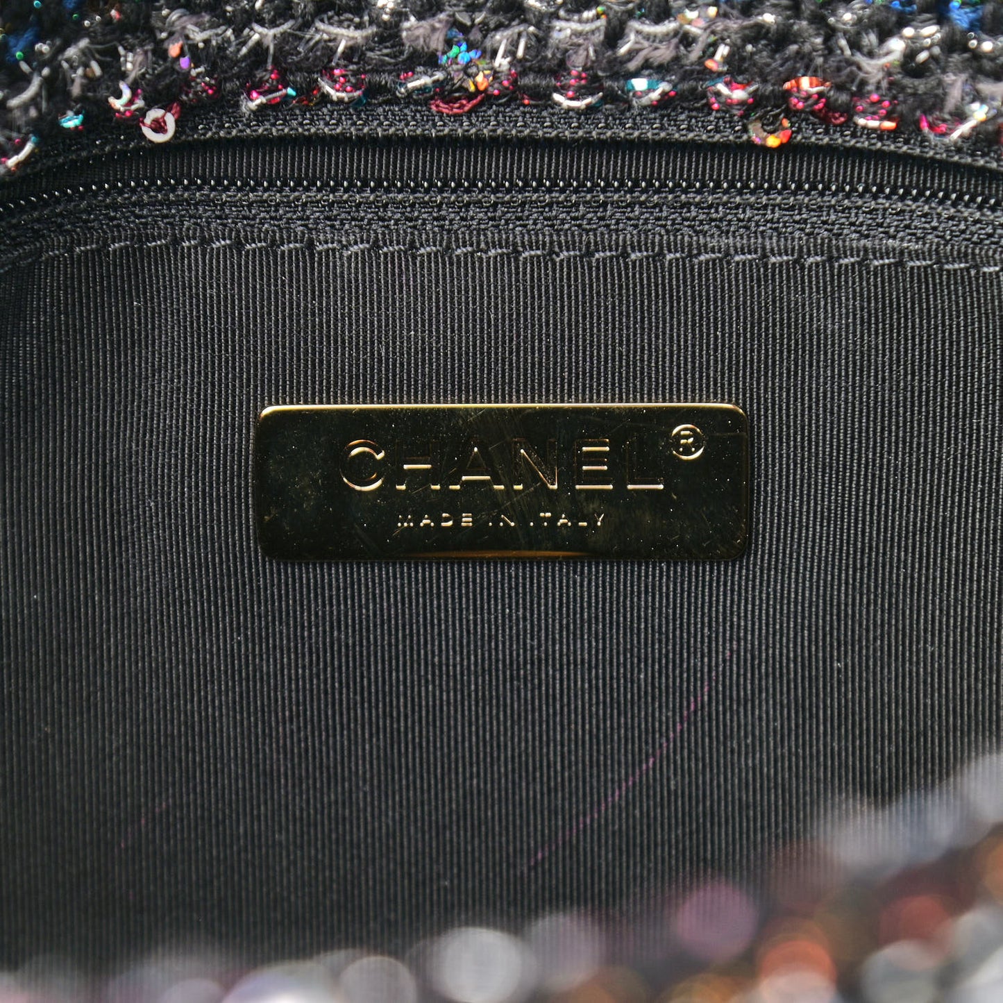 Tweed Sequin Quilted Medium Chanel 19 Flap Black Multicolor