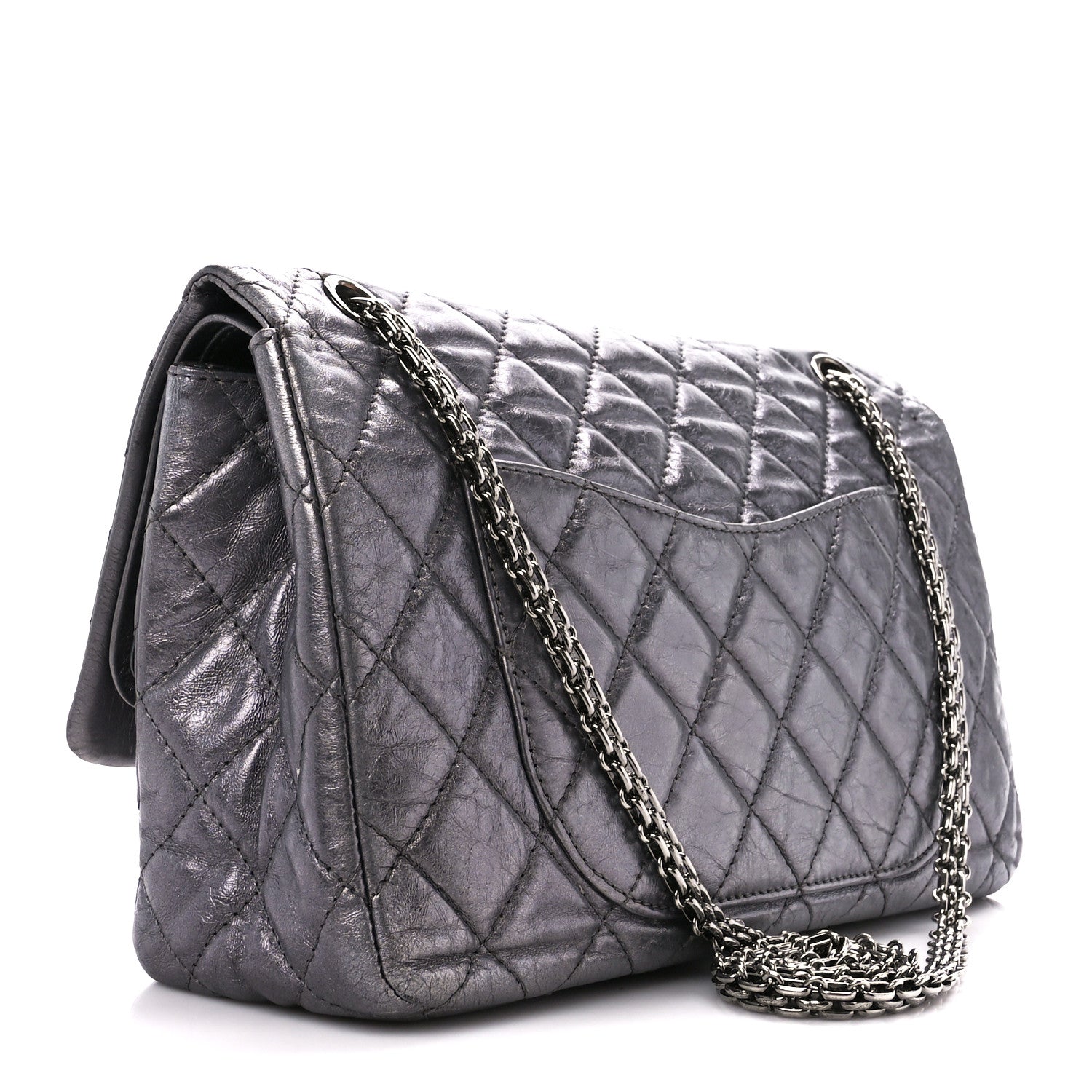 Chanel Metallic Aged Calfskin Quilted 2.55 Reissue 227 Flap Dark Silver 3 of 12