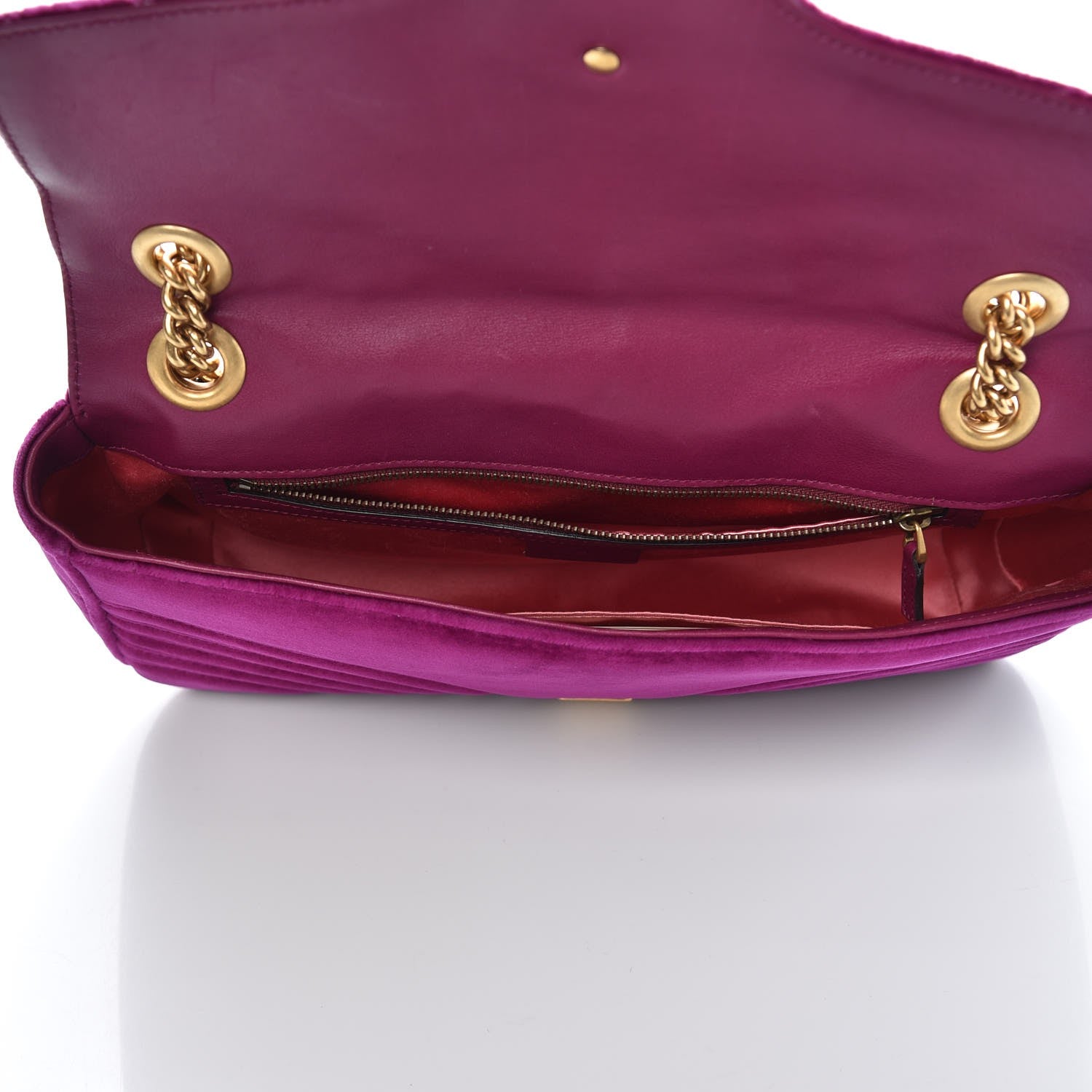 Gucci Velvet Matelasse Medium GG Marmont Shoulder Bag Fuchsia Violet Cyclamen 5 of 12