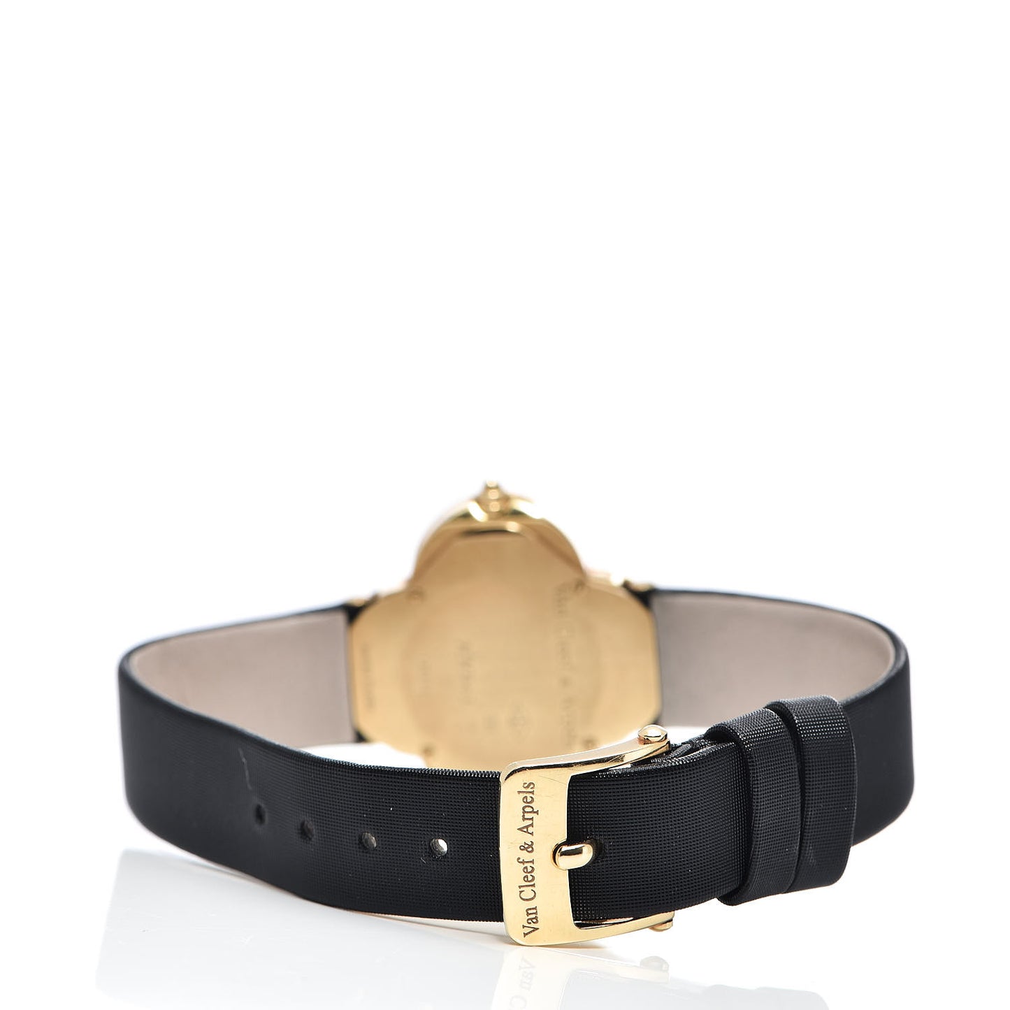 VAN CLEEF ARPELS 18K Yellow Gold Satin Mother of Pearl 30mm Alhambra Quartz Watch