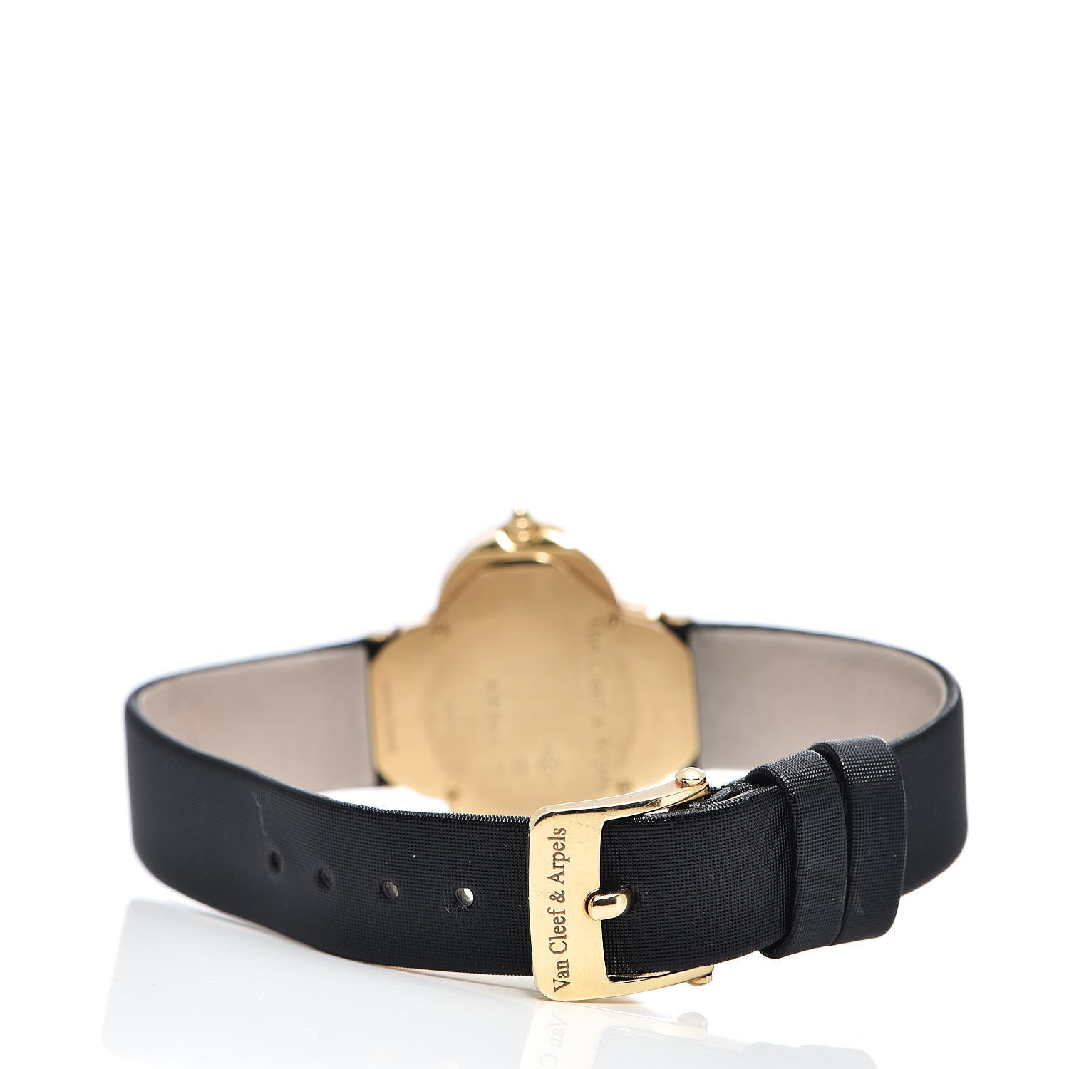 Van Cleef & Arpels VAN CLEEF ARPELS 18K Yellow Gold Satin Mother of Pearl 30mm Alhambra Quartz Watch 4 of 6