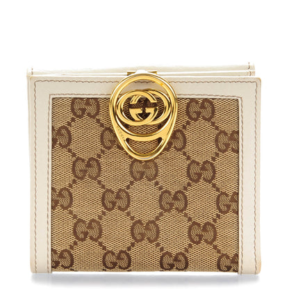 Gucci Monogram Interlocking Icon French Flap Wallet Off White 1 of 8