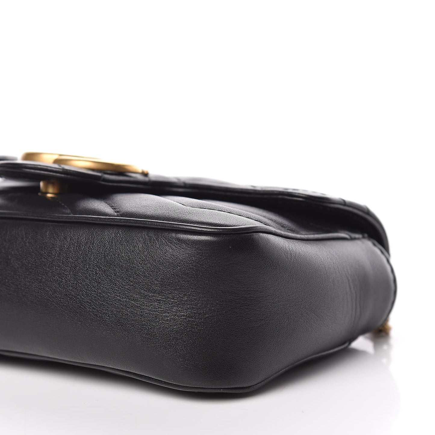 Calfskin Matelasse Super Mini GG Marmont Shoulder Bag Black