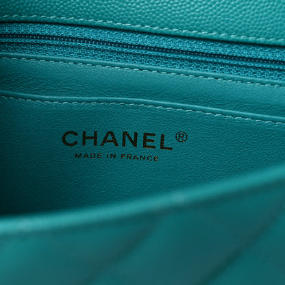 Chanel Caviar Quilted Mini Rectangular Flap Turquoise 5 of 8